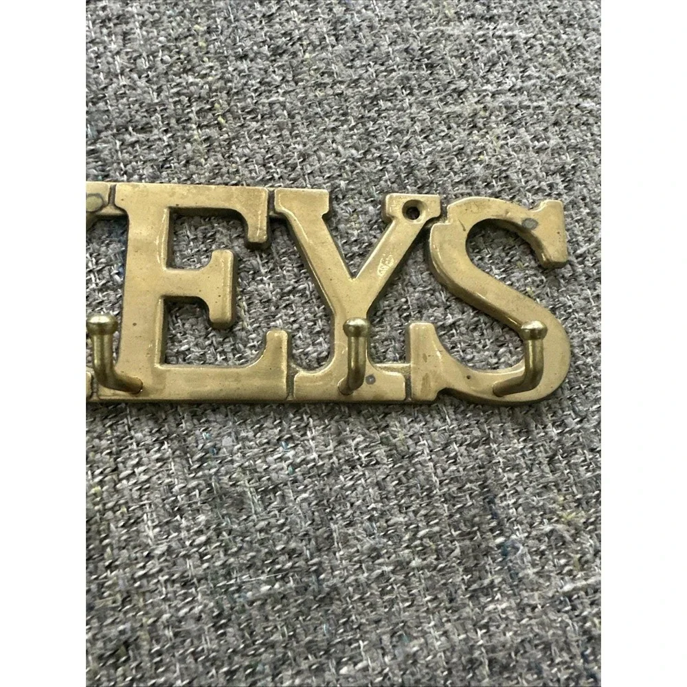 Vintage Solid Brass Metal KEYS Wall Mounted Key Rack Hanger Holder Organizer